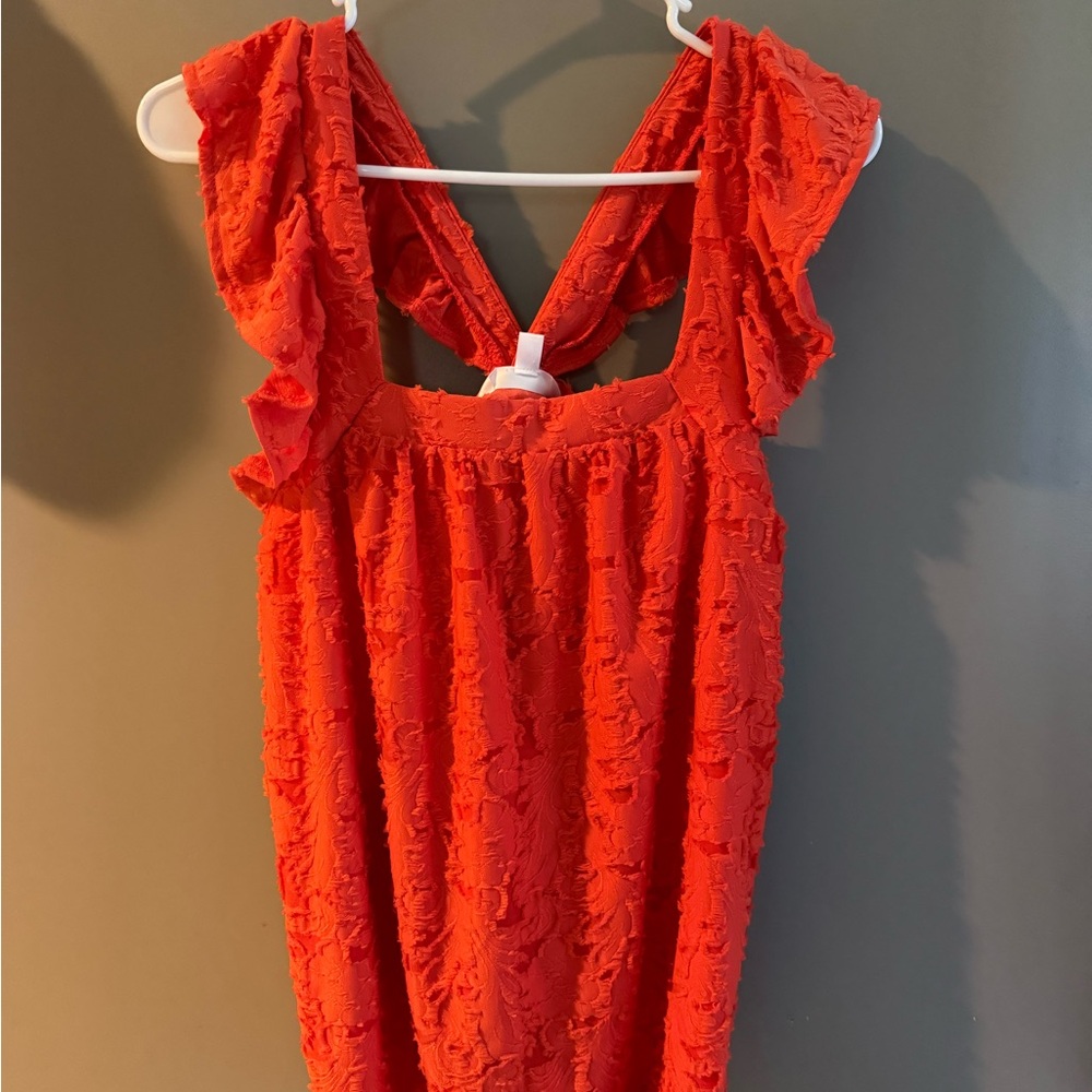 Vibrant Red Textured Sleeveless Top